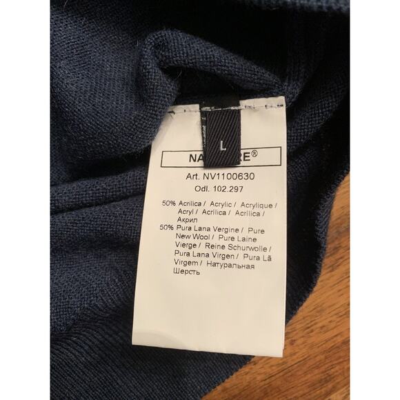 Navigare Mens Large Acrylic + Wool Blend Mens Sweater LARGE Blue/Gray Color Read - Picture 5 of 8